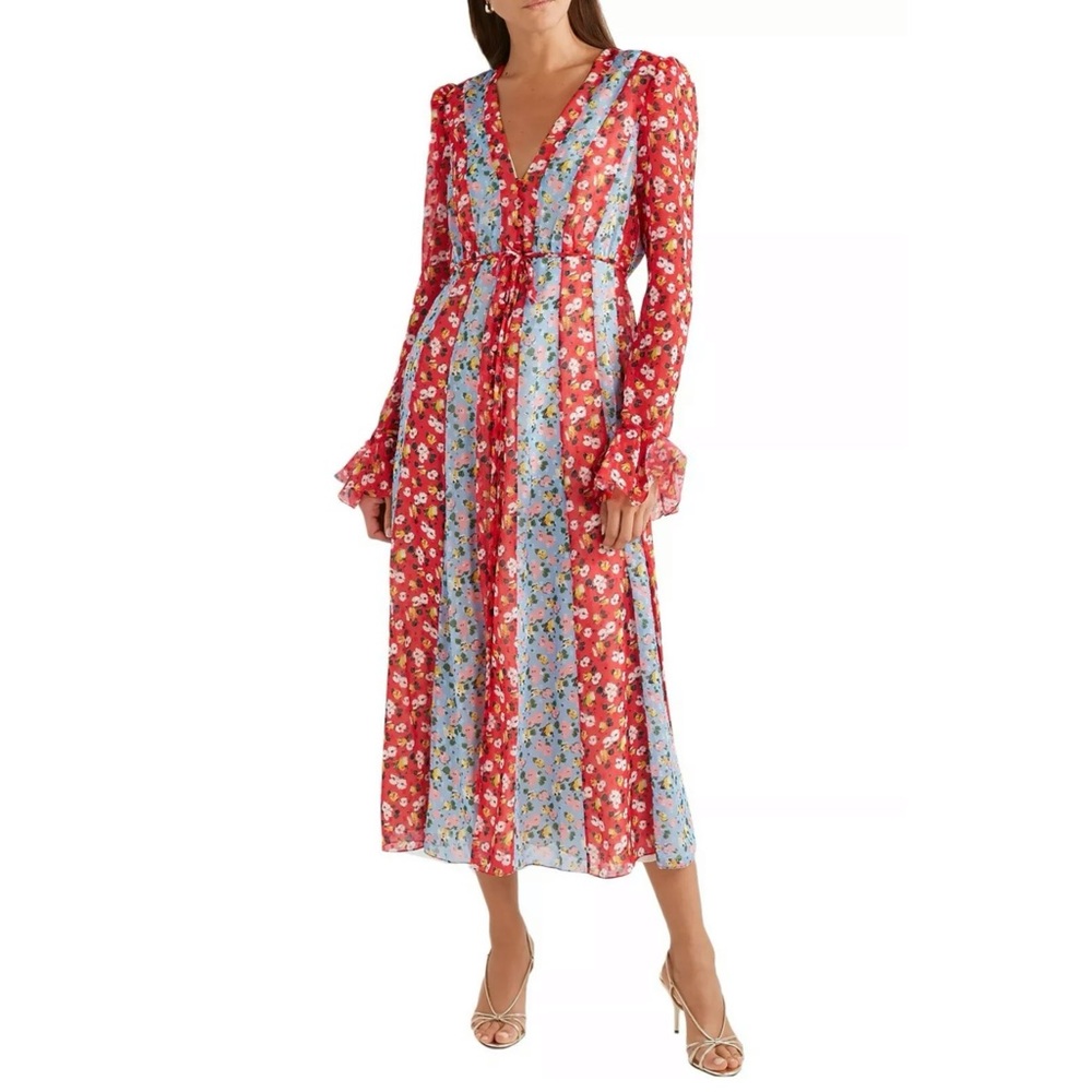 ❤💙 CAROLINA HERRERA Runway Floral Chiffon Maxi 14 - Picture 2 of 11